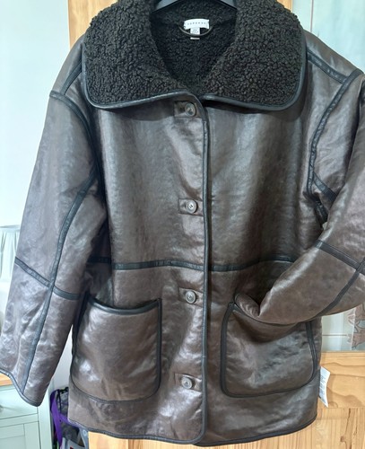Topshop brown faux shearling - brown,