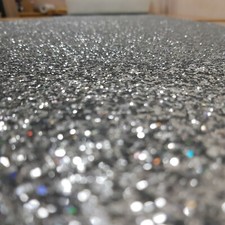 Silver Crystal Hologram Chunky Glitter Wallpaper Fabric Backed Grade3 3D Sequin 