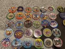 Vintage Pogs Lot – Micro Tournament Set, World Tour, Slammers, Double Dragon