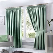 Pencil Pleat Curtains Thermal Blackout optional Tie Backs Ready Made 100% Cotton
