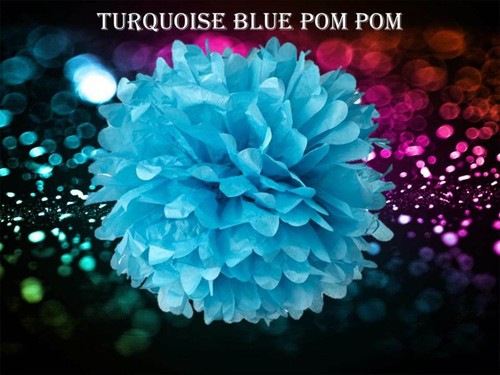 Turquoise tissue pom poms - turquoise,