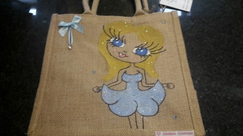 Personalised sparkly jute - , bag