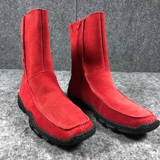 Lassen Mid Calf Boots Women’s 9-9.5 EU 40 Red Nubuck Leather Zip Up Casual