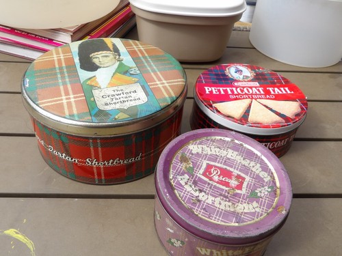 Three vintage metal - , biscuit