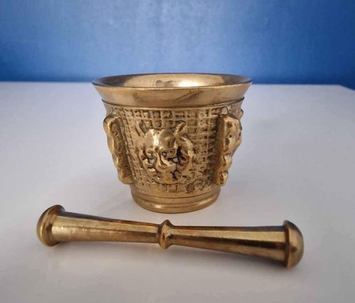 Small solid brass - mortar, and