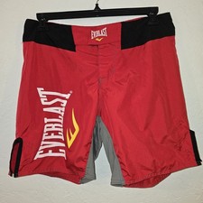 Everlast Polyester Boxing Shorts Mens 34 RED 8" Inseam Drawstring Waist MMA