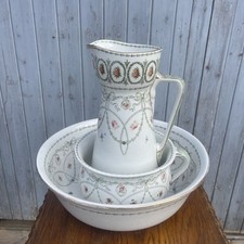 ROYAL DOULTON VINTAGE ANTIQUE WASH JUG PITCHER BASIN BOWL LARGE Rose floral