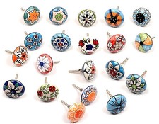 Lot 10 PC Hand Painted colorful Ceramic Cabinet Knobs Pulls Drawer Door Handle
