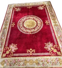 Antique Axminster Wool 20th Century Area Rug Red Hand 3.5m British 8’3” X 11’3”