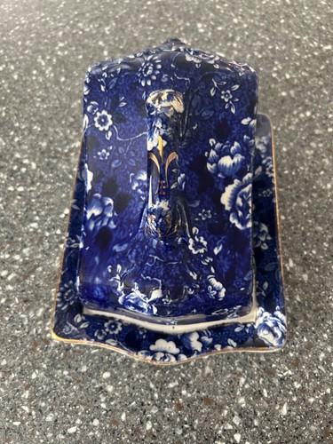 Antique blue lidded cheese - antique,