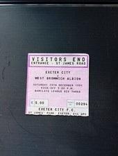 Ticket : 1991/1992 Division 3 28/12/1991 Exeter City v WBA