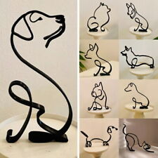 Metal Dog Cat Statue Modern Abstract Art Sculpture Ornaments Home Office Decor