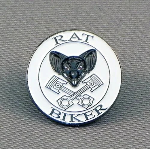 Rat biker style pin badge - biker,