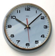 Vintage 22cm Metamec Wall Clock - Blue Retro Mid Century 1970s Kitchen Clock