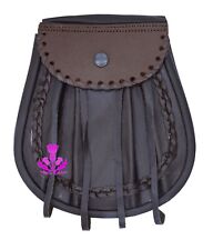 Authentic Scottish Brown Leather Pouch Rob Roy Sporran & Jacobite Design