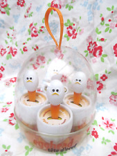 Set 4 x Fun Egghead Egg Cups & Spoons Camping Campervans Kids Breakfast Unused