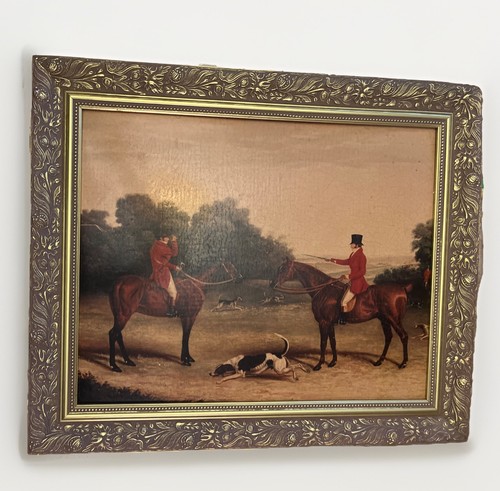 Antique hunting scene dog - antique, scene,