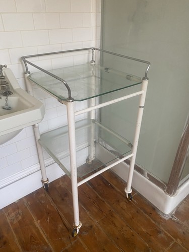 Two shelved glass and metal