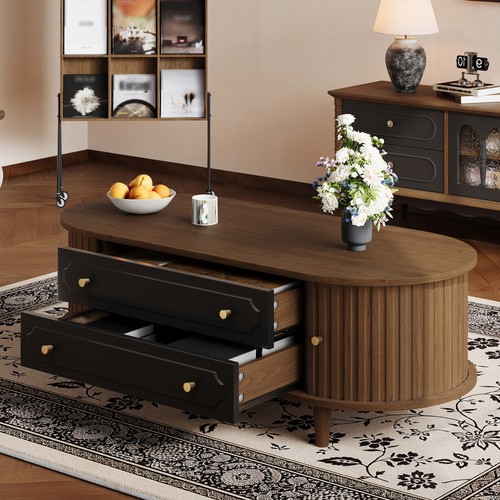 Walnut coffee table with - coffee,
