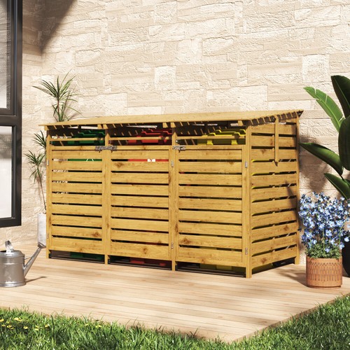 Wooden triple wheelie bins - wheelie,