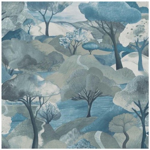 Erismann teal turquoise trees - teal,