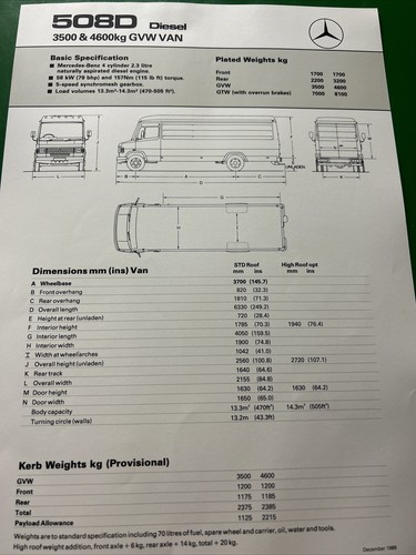 Mercedes benz 508d diesel - diesel, van