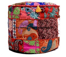 Traditional Style Indian Ottoman Ethnic Floor Cushion Asian Foot Stool Decorate