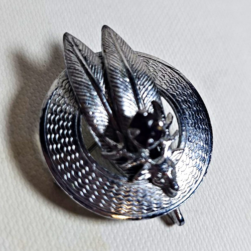 Silver tone metal round floral - tone,