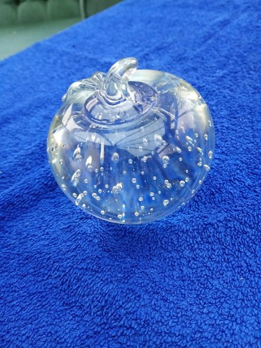 Clear glass apple paperweight - glass,