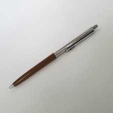 Vintage Papermate Double Heart Profile Ballpoint Pen Slim Grip Brown Chrome 