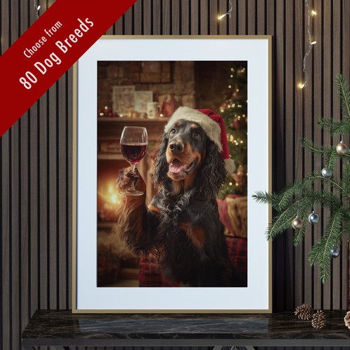 Funny dog christmas wall art - dog,
