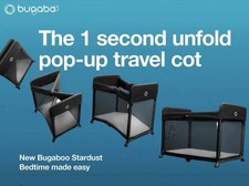 New Boxed Bugaboo Stardust Travel Cot In Black 1 Second Fold