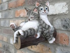 Cats on Branch Ornament Wall Plaque Hanging Home Decor Indoor Outdoor Garden