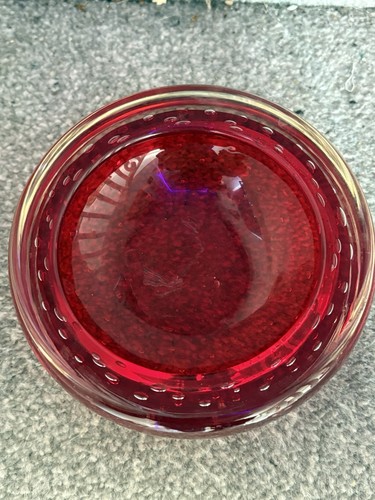 Red glass whitefriers ashtray - red,