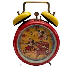 Rare Vintage Walt Disney Productions Waking Mickey & Minnie Alarm Clock Norway