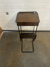 Vintage Wooden School Desk &
