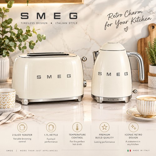 Smeg klf03 tsf01 cream kettle - smeg,