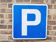 Genuine  Retired Aluminium Road Sign P  PARKING  industrial Vintage