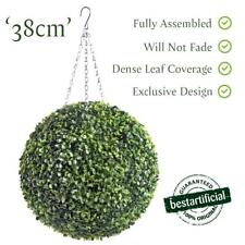 Best Artificial 38cm Green Boxwood Topiary Ball Hanging Grass Basket UV Stable