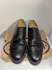 Solovair NPS Black Leather Brogue Shoes Size 10 New Seconds 612