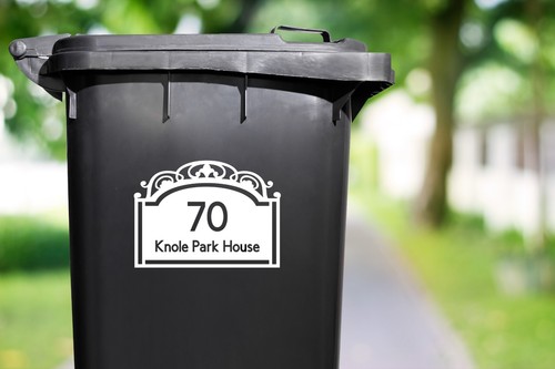 Plaque house wheelie bin - wheelie,