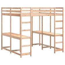 Loft Bed with Desk and Ladder Bed Frame Kids Bunk Bed Solid Wood Pine vidaXL