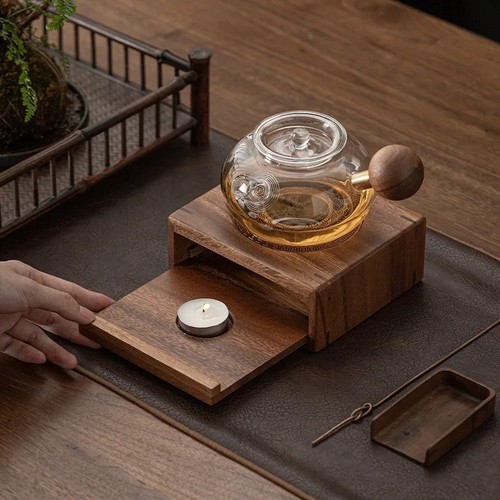 Wooden teapot warmer heater - wooden,