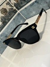 CHANEL Sunglasses Black Gold