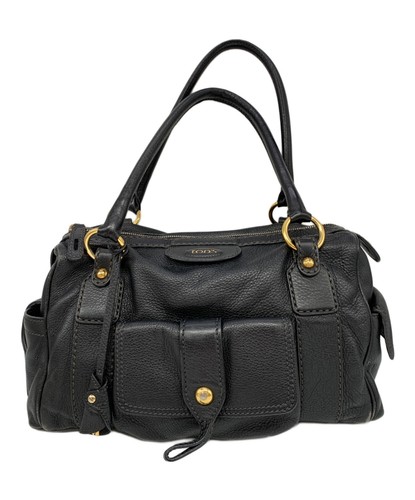 Tods black leather boston - leather, bag