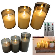 3Pcs Flameless LED Pillar Candles With Remote & Timer for Christmas Decorations