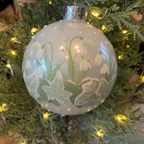 Glass snowdrop bauble - glass,