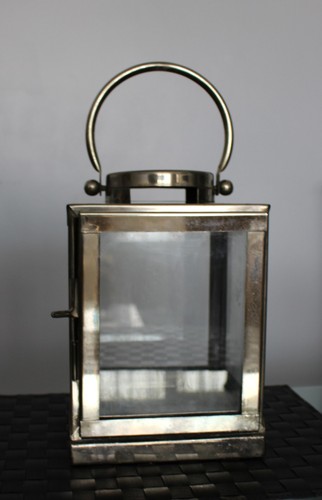 Metal candle lantern tall - candle, lantern,