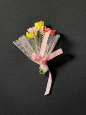 Sindy Bride bouquet 1974 multicolour daisy flowers net handle fit 12" doll S213