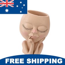 Face Plant Pot Head Planter for Indoor & Outdoor Use Drainage Hole Closed Eyes